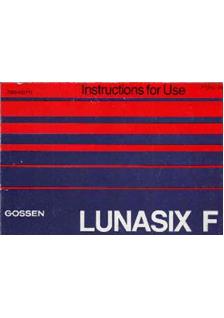 Gossen Lunasix F manual. Camera Instructions.